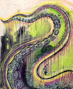 a semi abstract painting of a tentacle